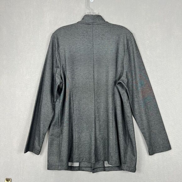 J. Jill Wearever Collection blazer jacket Size Medium Heather Black one button - Picture 10 of 10